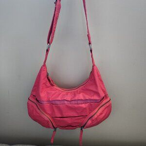 Diesel brand Cotton / Canvas Cross Body Bag Pink with Yellow Lining
